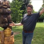 Onsite Chainsaw Bear with Honey Pot and Bee - Carving by Bob Ward - Amana, Iowa